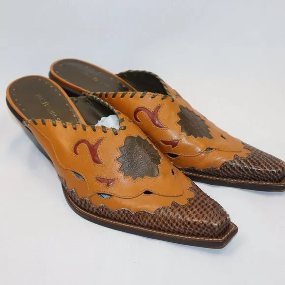 Pikolinos BCBGirls Taupe Leather Pointed Slip On Cowboy Mules Women's Size 10 - Picture 1 of 12